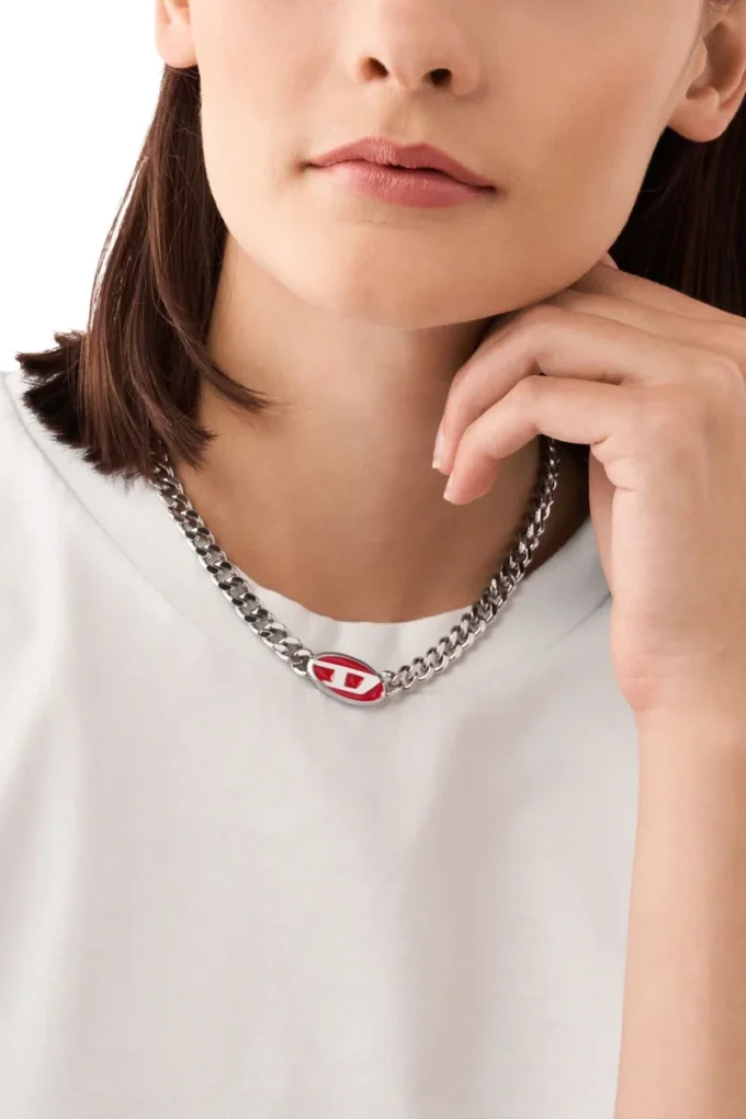 dx1446 Colier cu lanț din email roșu dx1446 Colier cu lanț din email roșu