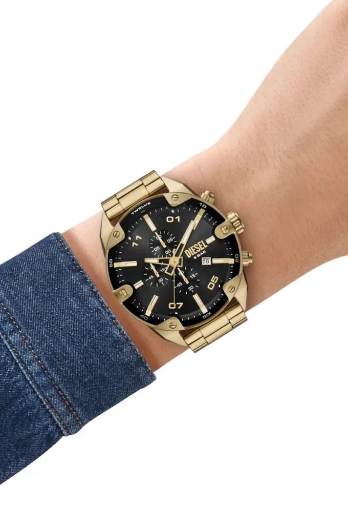 dz4678 Diesel Spiked Chronograph din oțel inoxidabil auriu