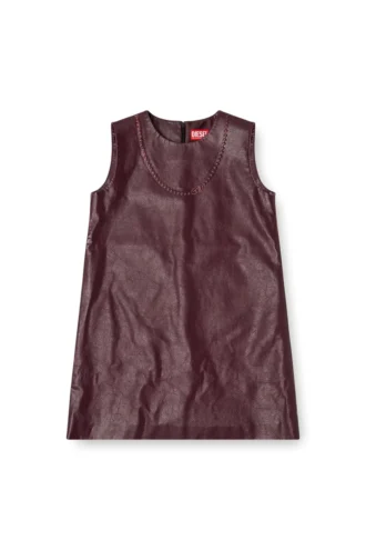 fr-d-ares Rochie mini fără mâneci, de culoare burgund, din țesătură acoperită