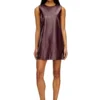 fr-d-ares Rochie mini fără mâneci, de culoare burgund, din țesătură acoperită fr-d-ares Rochie mini fără mâneci, de culoare burgund, din țesătură acoperită