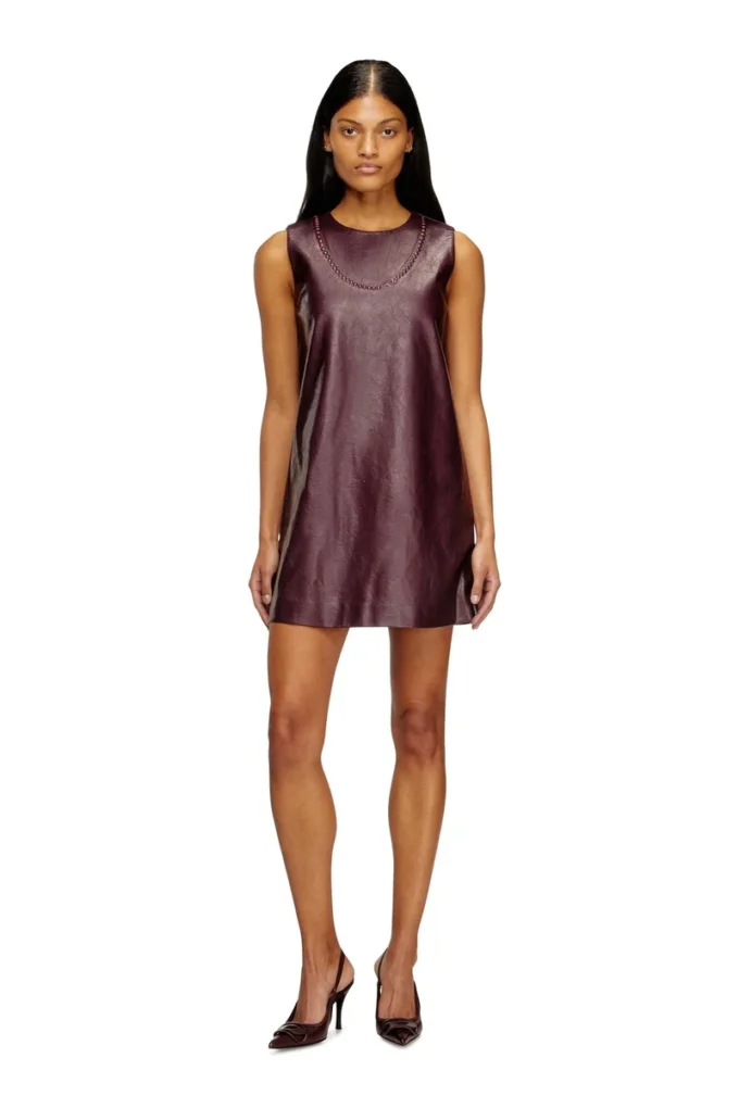 fr-d-ares Rochie mini fără mâneci, de culoare burgund, din țesătură acoperită fr-d-ares Rochie mini fără mâneci, de culoare burgund, din țesătură acoperită