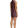 fr-d-ares Rochie mini fără mâneci, de culoare burgund, din țesătură acoperită fr-d-ares Rochie mini fără mâneci, de culoare burgund, din țesătură acoperită