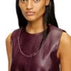 fr-d-ares Rochie mini fără mâneci, de culoare burgund, din țesătură acoperită fr-d-ares Rochie mini fără mâneci, de culoare burgund, din țesătură acoperită