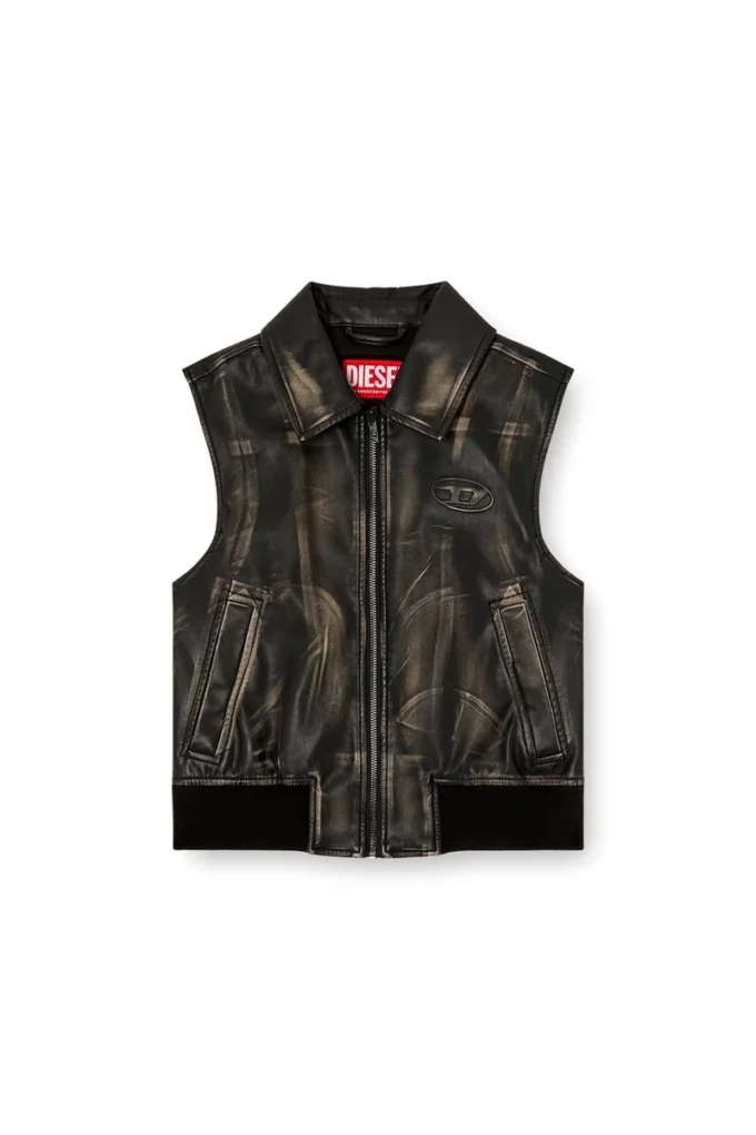 g-inko Vestă bomber cu efect uzat g-inko Vestă bomber cu efect uzat