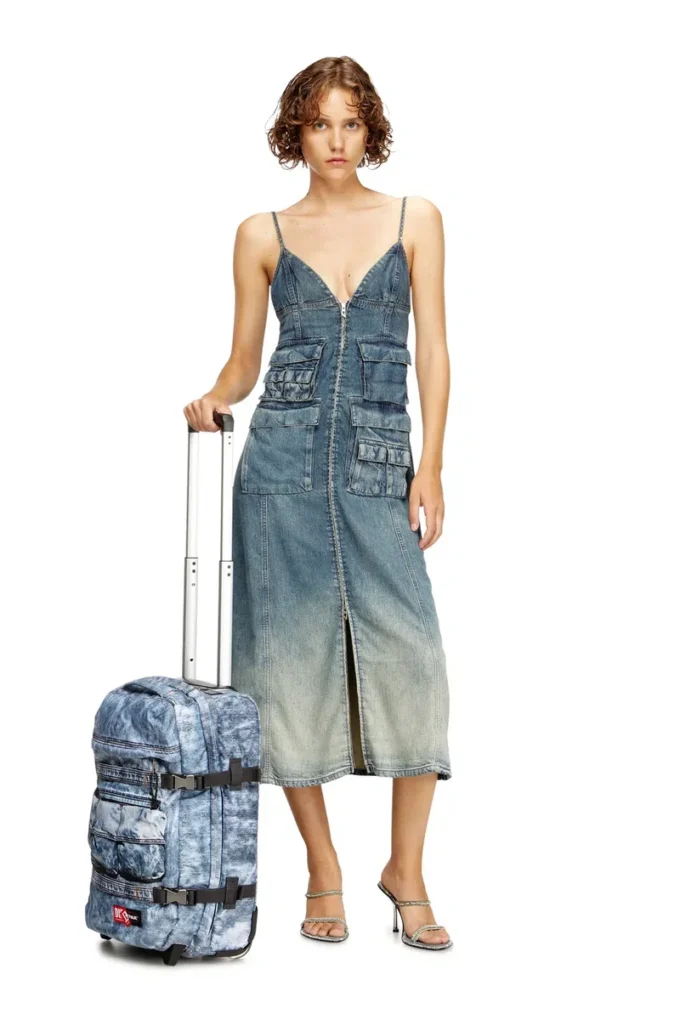 Geantă de cabină Diesel Transit’r din denim trompe l’oeil