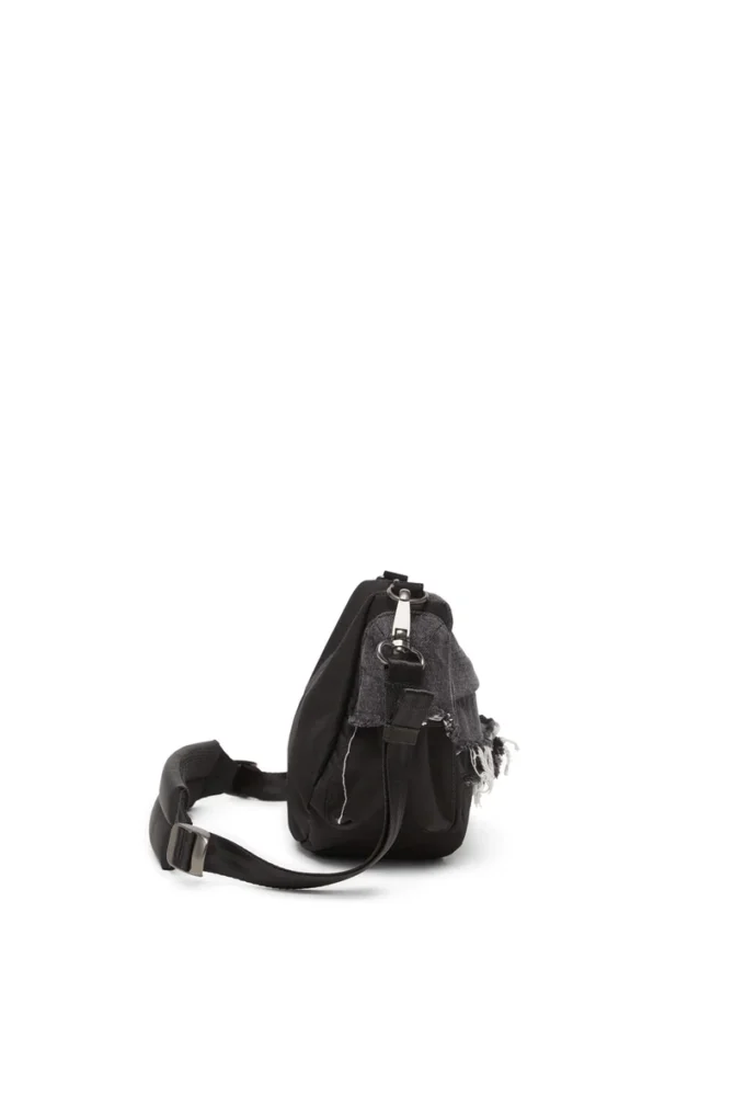 geantă de umăr Diesel Geantă de umăr din denim distrus și CORDURA®