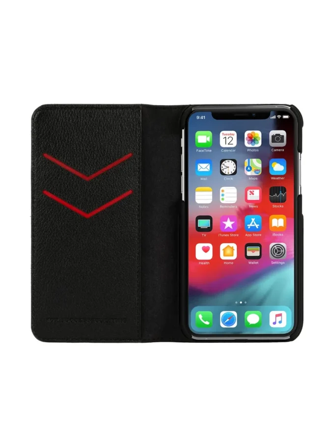 Husă Diesel 2-în-1 pentru iPhone XS și iPhone X Husă din piele neagră cu logo imprimat și în relief, iPhone XS și X