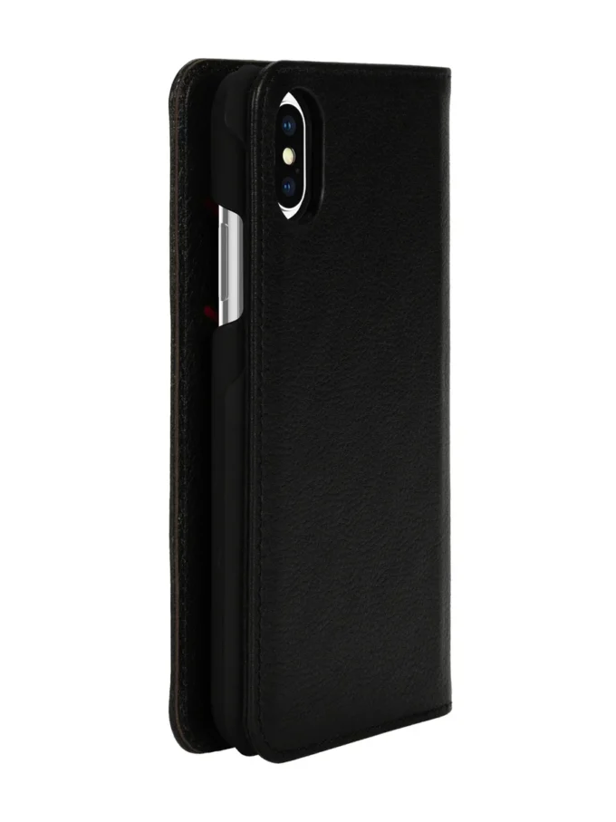 Husă Diesel 2-în-1 pentru iPhone XS și iPhone X Husă din piele neagră cu logo imprimat și în relief, iPhone XS și X