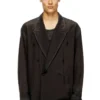 j-keysery Blazer cu două rânduri de nasturi din material șifonat j-keysery Blazer cu două rânduri de nasturi din material șifonat