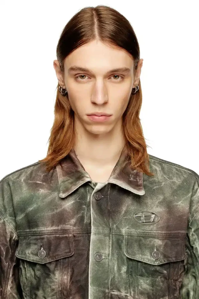 j-thug-jkt Jachetă trucker din pânză camuflaj șifonată