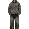 Jacheta cu glugă thugjack din denim decolorat Jacheta cu glugă thugjack din denim decolorat