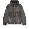 Jacheta cu glugă thugjack din denim decolorat Jacheta cu glugă thugjack din denim decolorat
