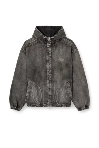 Jacheta cu glugă thugjack din denim decolorat Jacheta cu glugă thugjack din denim decolorat