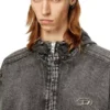 Jacheta cu glugă thugjack din denim decolorat Jacheta cu glugă thugjack din denim decolorat