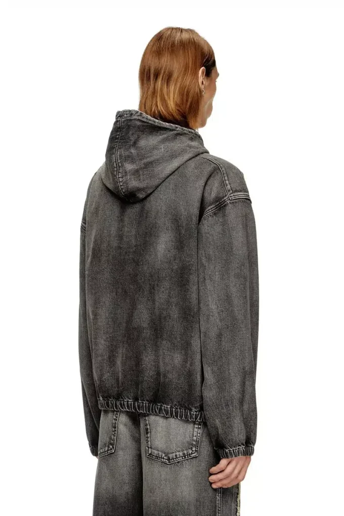 Jacheta cu glugă thugjack din denim decolorat Jacheta cu glugă thugjack din denim decolorat