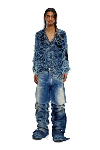k-boboli Cardigan cu guler în V, indigo, efect distrus