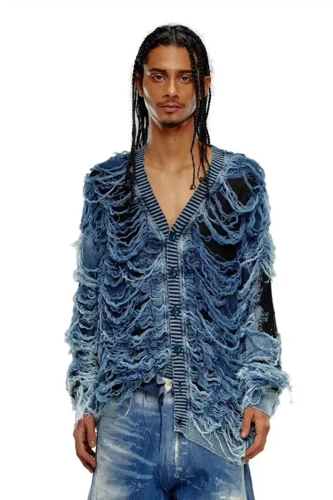 k-boboli Cardigan cu guler în V, indigo, efect distrus k-boboli Cardigan cu guler în V, indigo, efect distrus