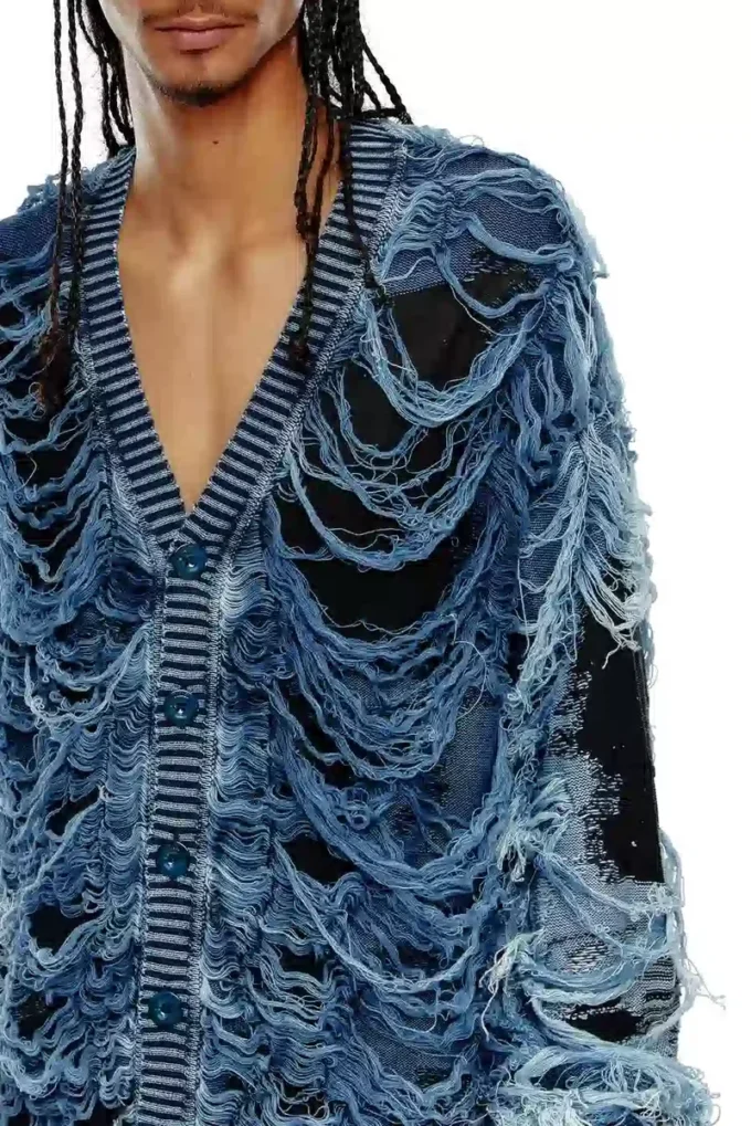 k-boboli Cardigan cu guler în V, indigo, efect distrus k-boboli Cardigan cu guler în V, indigo, efect distrus