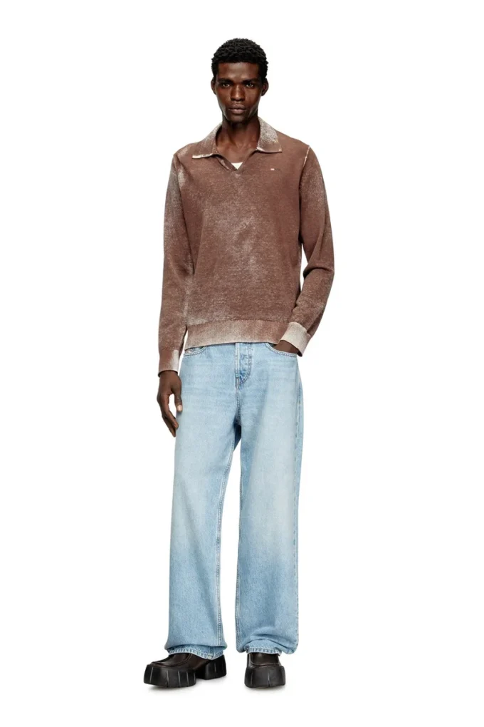 k-lawrence Pulover polo cu imprimeu inversat decolorat k-lawrence Pulover polo cu imprimeu inversat decolorat