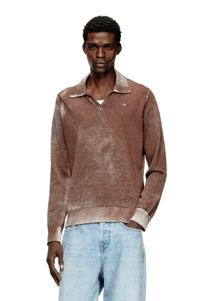 k-lawrence Pulover polo cu imprimeu inversat decolorat k-lawrence Pulover polo cu imprimeu inversat decolorat