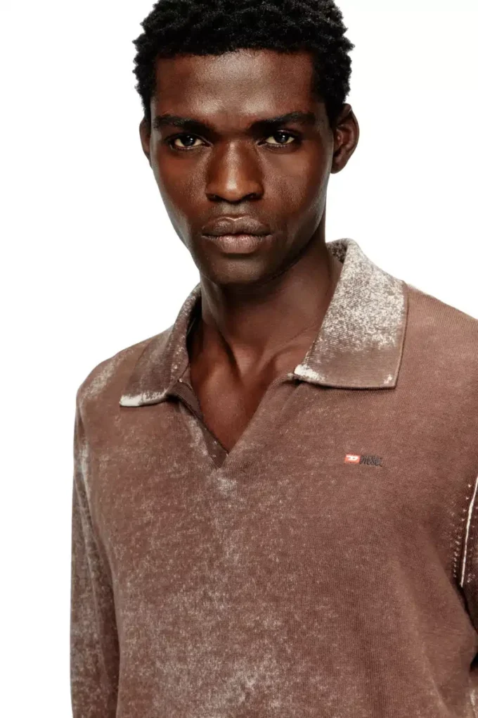 k-lawrence Pulover polo cu imprimeu inversat decolorat k-lawrence Pulover polo cu imprimeu inversat decolorat