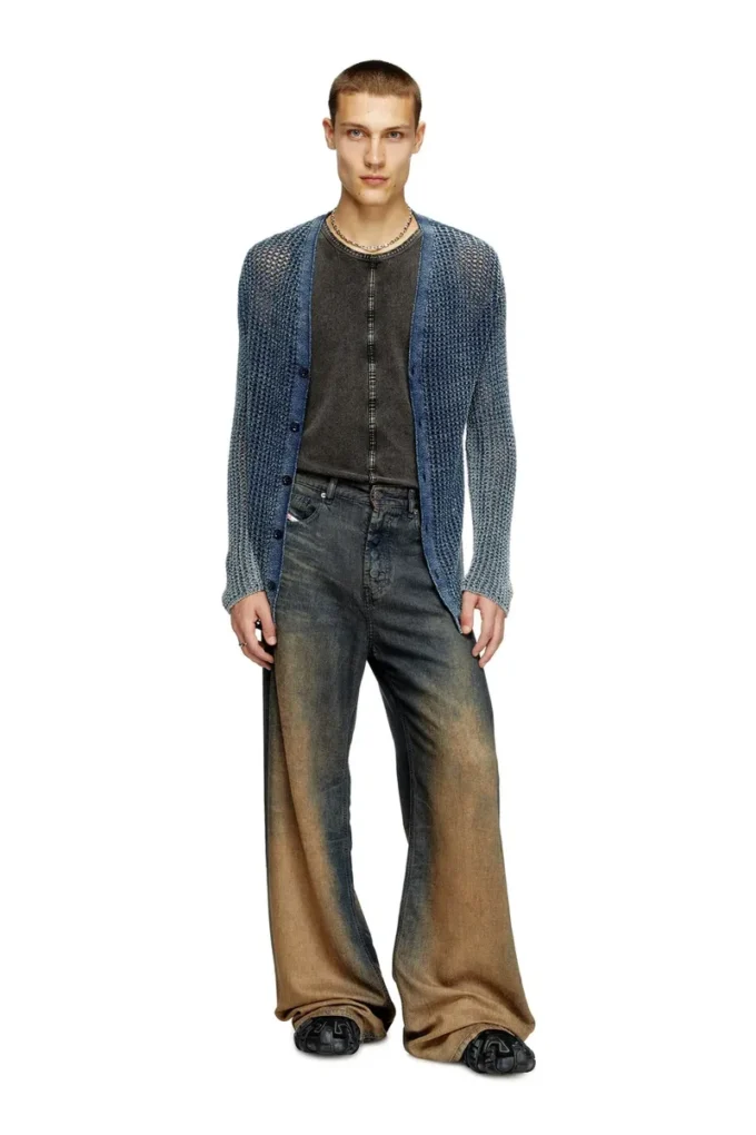 k-redram Cardigan tricotat din plasă din fire denim k-redram Cardigan tricotat din plasă din fire denim