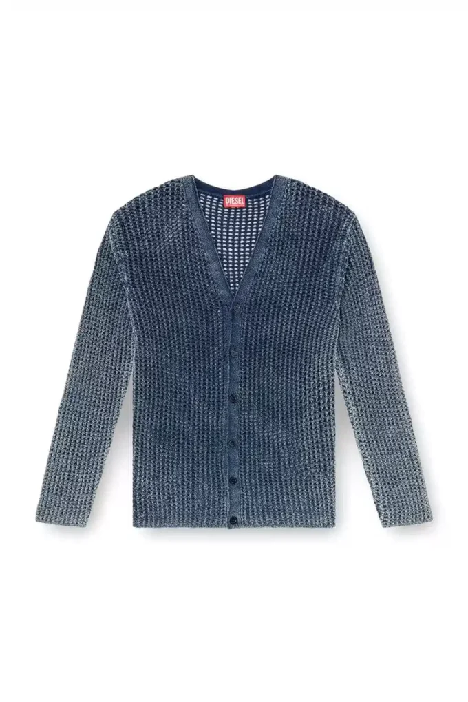 k-redram Cardigan tricotat din plasă din fire denim k-redram Cardigan tricotat din plasă din fire denim