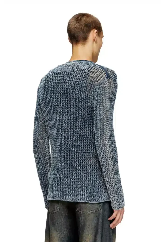 k-redram Cardigan tricotat din plasă din fire denim k-redram Cardigan tricotat din plasă din fire denim