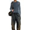 k-redros Pulover din tricotaj cu ochiuri din fire denim k-redros Pulover din tricotaj cu ochiuri din fire denim