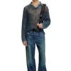k-squared Pulover polo din tricot deschis, din fire denim