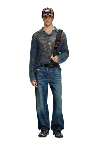 k-squared Pulover polo din tricot deschis, din fire denim