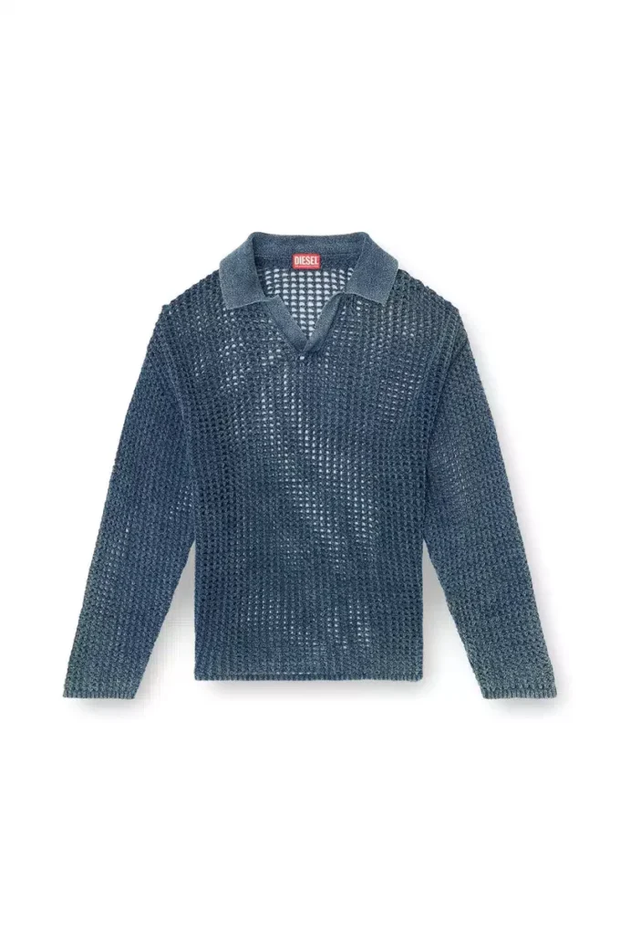 k-squared Pulover polo din tricot deschis, din fire denim