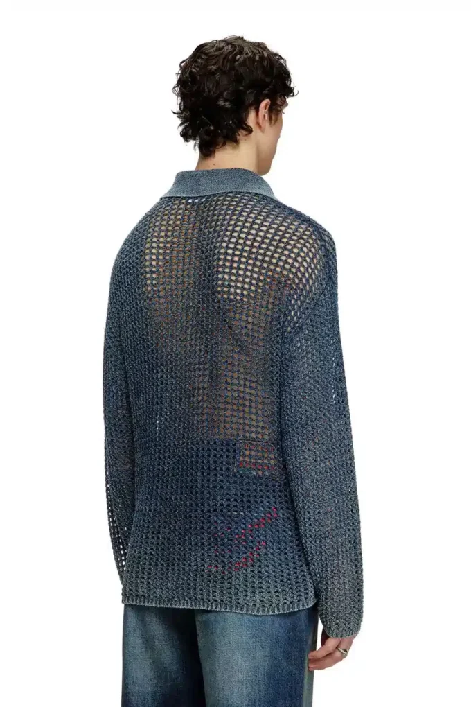 k-squared Pulover polo din tricot deschis, din fire denim