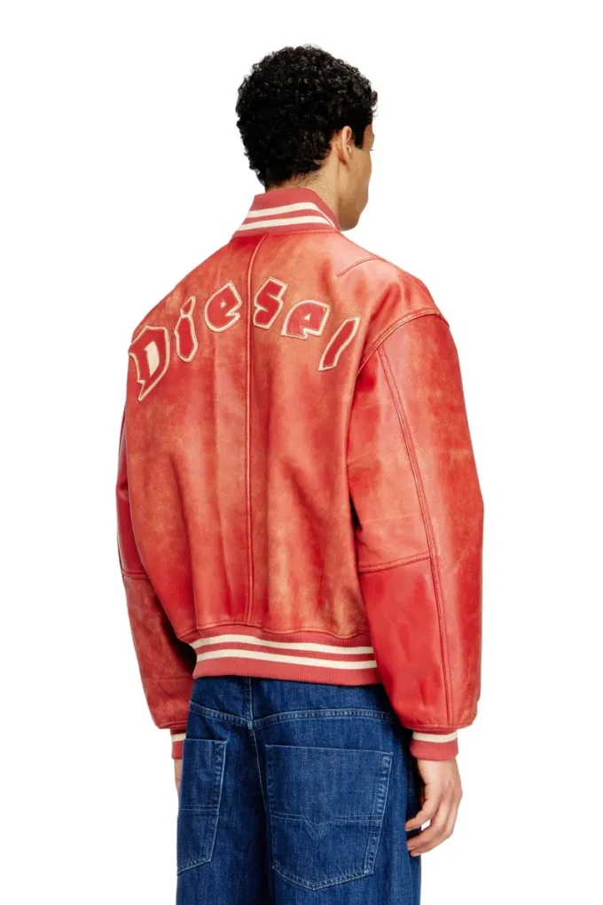l-difordi-20th Jachetă bomber din piele cu logo Diesel l-difordi-20th Jachetă bomber din piele cu logo Diesel