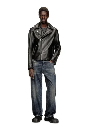 l-eo-wrd Jachetă de motociclist din piele cerată