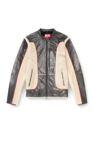 l-evert Jacheta de motociclist din piele cu efect trompe l’oeil