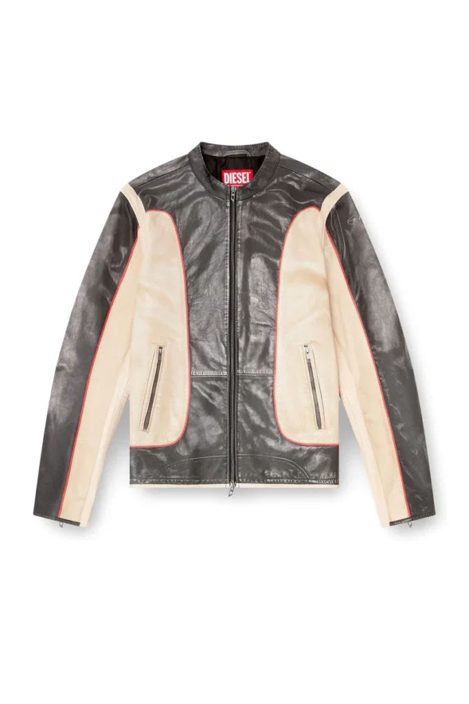 l-evert Jacheta de motociclist din piele cu efect trompe l’oeil l-evert Jacheta de motociclist din piele cu efect trompe l’oeil
