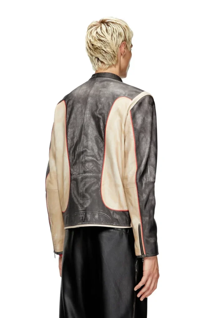 l-evert Jacheta de motociclist din piele cu efect trompe l’oeil l-evert Jacheta de motociclist din piele cu efect trompe l’oeil