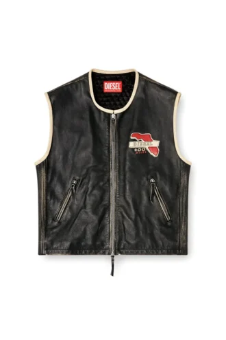 l-flying-20th Vestă din piele cu patch-uri brodate