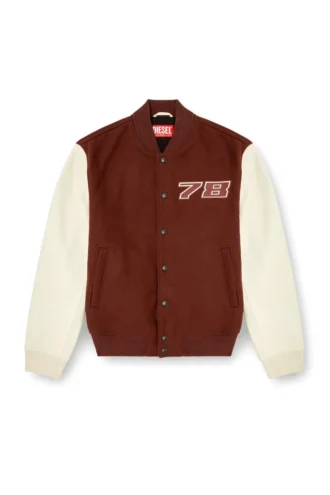 l-kopf Jachetă bomber căptușită din lână și piele