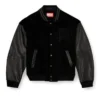 l-nyman Jachetă bomber Varsity din bumbac și piele l-nyman Jachetă bomber Varsity din bumbac și piele