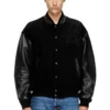 l-nyman Jachetă bomber Varsity din bumbac și piele l-nyman Jachetă bomber Varsity din bumbac și piele