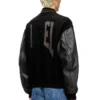 l-nyman Jachetă bomber Varsity din bumbac și piele l-nyman Jachetă bomber Varsity din bumbac și piele