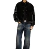 l-nyn Jachetă bomber din denim și piele l-nyn Jachetă bomber din denim și piele