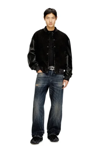 l-nyn Jachetă bomber din denim și piele