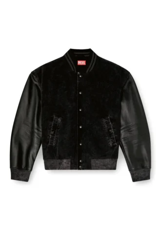 l-nyn Jachetă bomber din denim și piele
