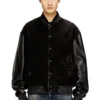 l-nyn Jachetă bomber din denim și piele l-nyn Jachetă bomber din denim și piele