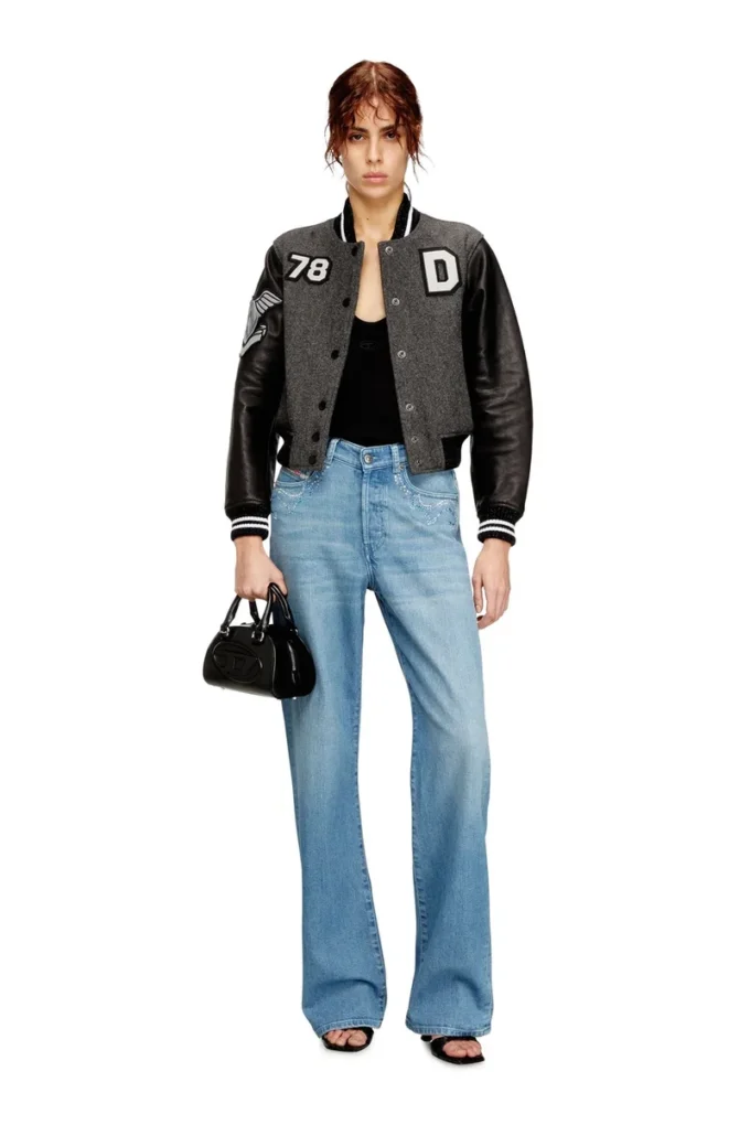 l-real-cp Jachetă cropped varsity din lână și piele l-real-cp Jachetă cropped varsity din lână și piele