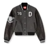 l-real-cp Jachetă cropped varsity din lână și piele l-real-cp Jachetă cropped varsity din lână și piele
