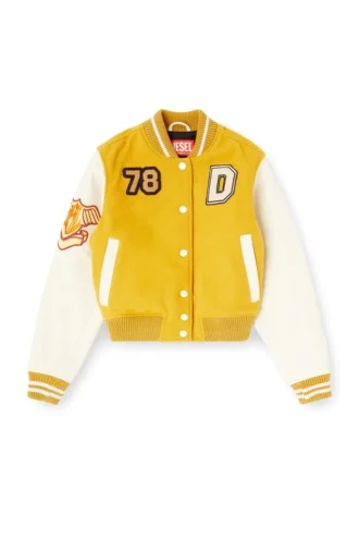 l-real-cp Jachetă cropped varsity din lână și piele l-real-cp Jachetă cropped varsity din lână și piele